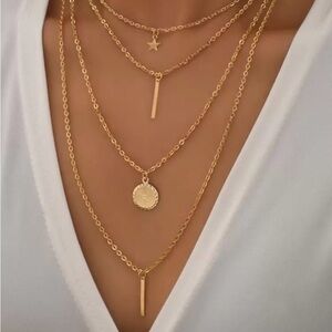 Elegant 24k Gold Plated Layered Necklace Set new
